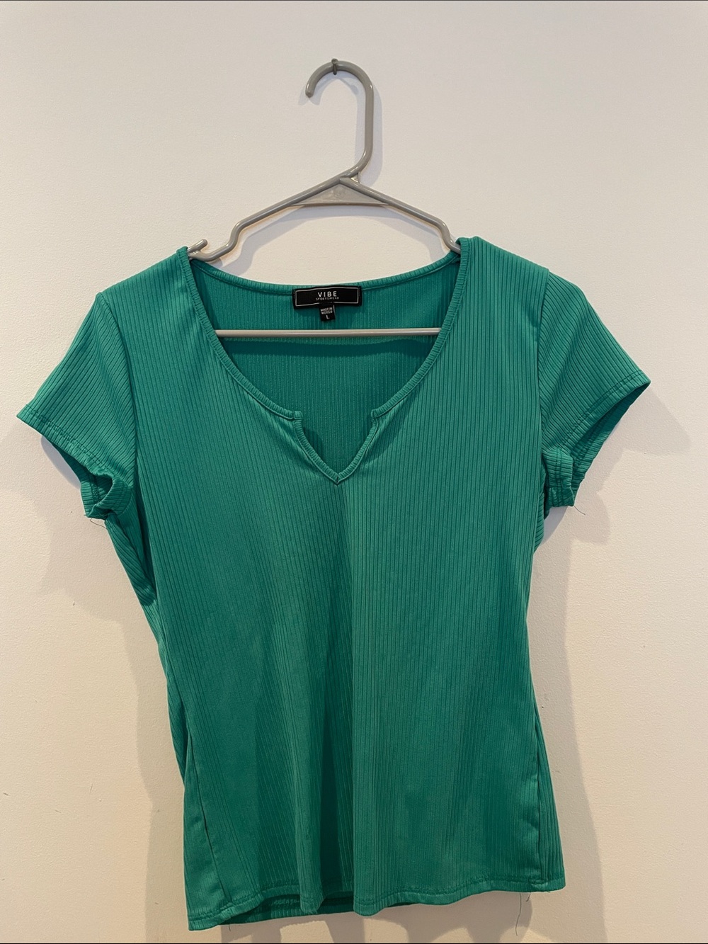 Vibe green Short Sleeve Ribbed Top